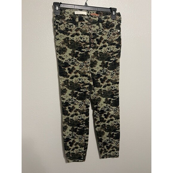 Anthropologie Pilcro Pants - Anthropologie Pilcro Camouflage Corduroy Button Fly High Rise Skinny Pants 28